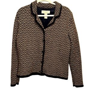 Norton Mcnaughton Womens Size M Chevron Button Down Sweater Jacket With Lining
